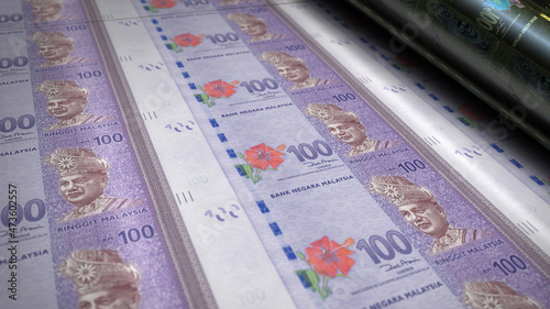 Malaysia Ringgit money banknotes print 3d illustration photo