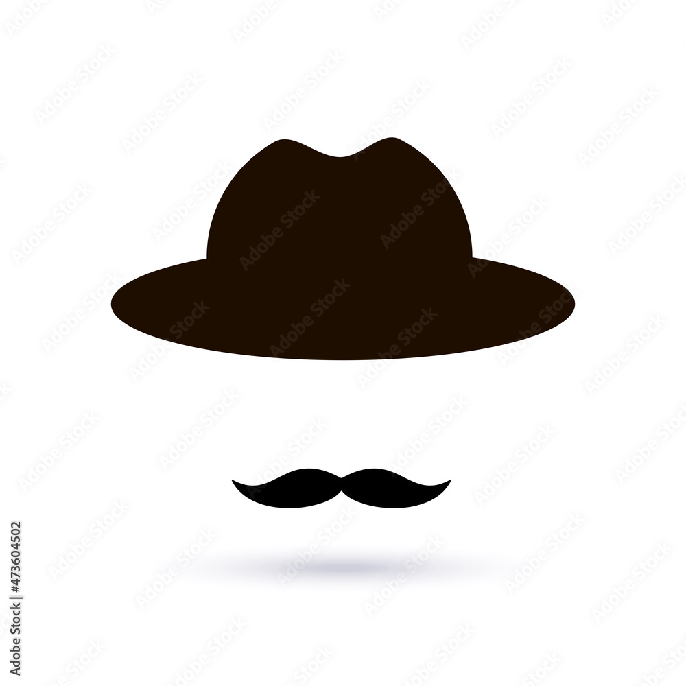Retro hat and mustache. Retro style, vector illustration. Monochrome. Retro hat and mustache. Retro style, vector illustration. Monochrome.