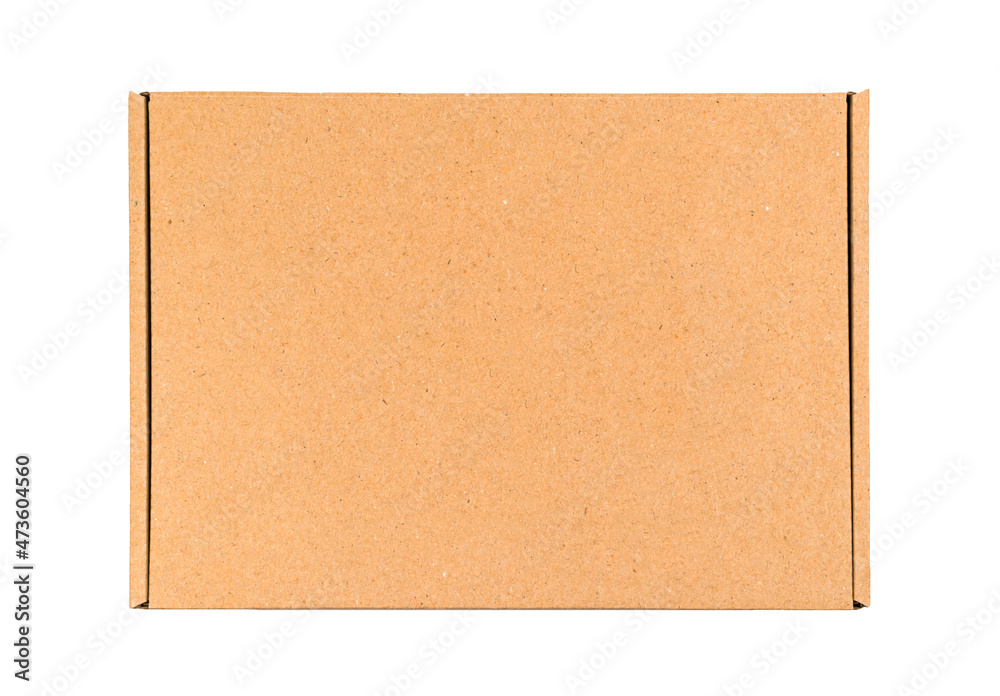 Brown cardboard box mockup isolated on a white background, top view photo
