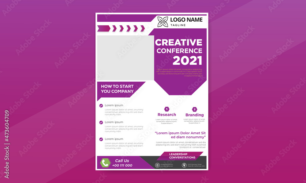Creative conference flyer vector template design, presentation brochure design, cover, annual report, poster, flyer, vector illustration template in A4 size Creative conference flyer vector template design, presentation brochure design, cover, annual report, poster, flyer, vector illustration template in A4 size