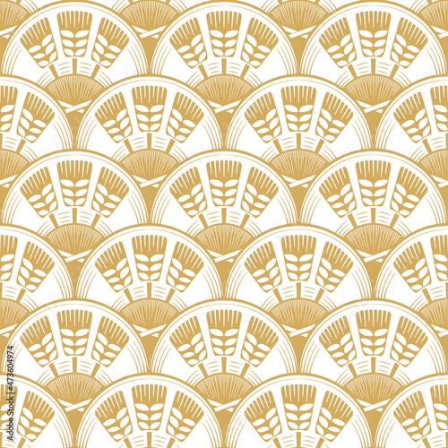 Seamless pattern with bright gold wheat ears.