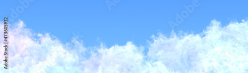panoramic large white cumulus image isolated, nature 3D rendering