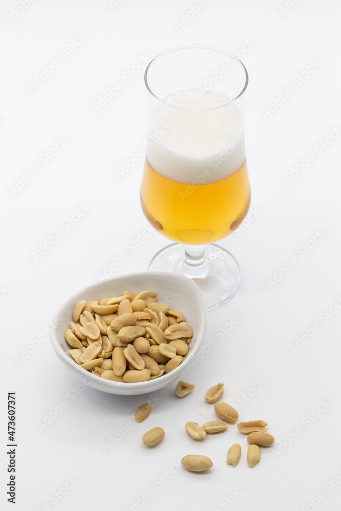 bowl of cocoa and glass of beer on white background bowl of cocoa and glass of beer on white background