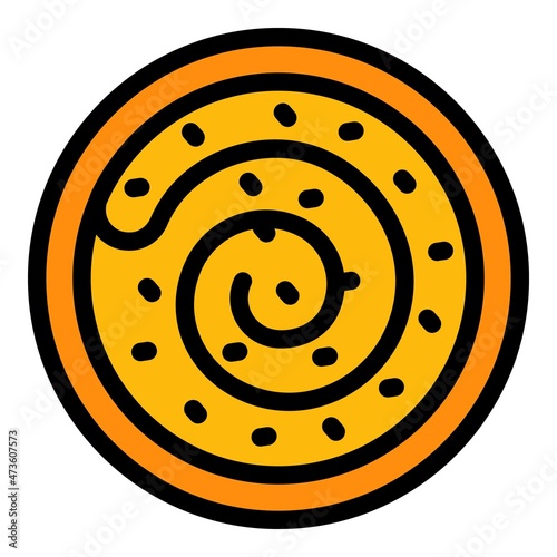Cinnamon bakery icon. Outline cinnamon bakery vector icon color flat isolated