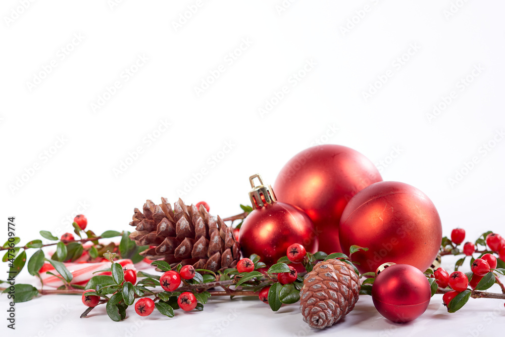 Christmas decoration with ball and fir branches Christmas decoration with ball and fir branches