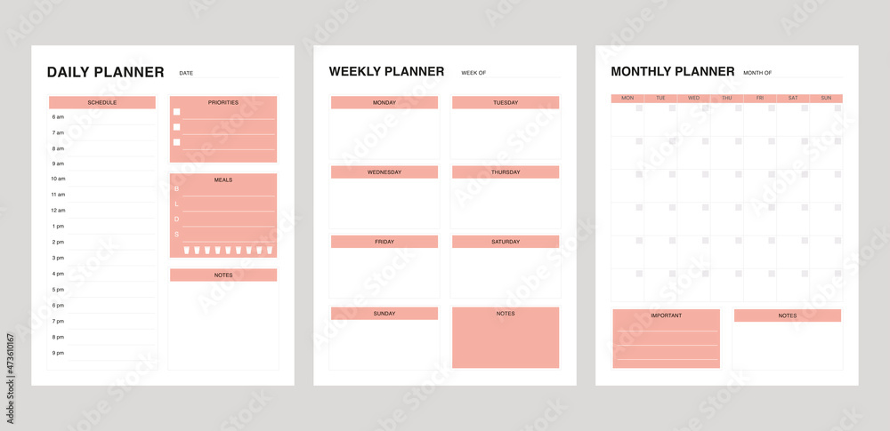 set of minimalis planner include daily,weekly and monthly planner set of minimalis planner include daily,weekly and monthly planner