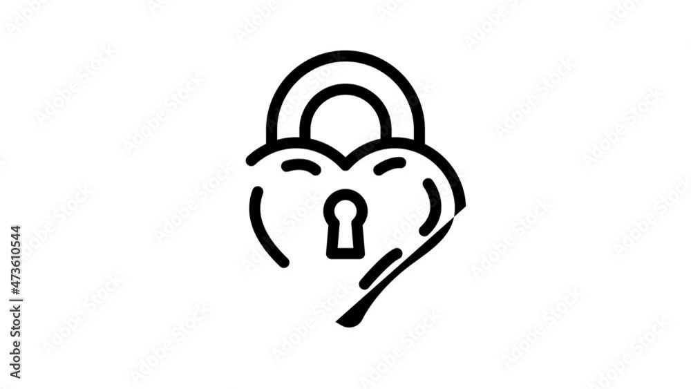 lock in heart form animated line icon lock in heart form sign. isolated ...