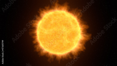 Sun in outer pace. 3D Rendering © Garmon