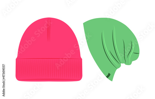 Winter clothes, accessories set. Warm clothes collection. Jackets, hats and scarves, etc. Colorful illustration.