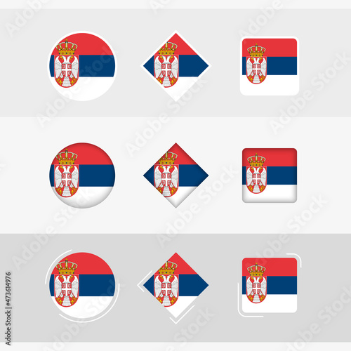 Serbia flag icons set, vector flag of Serbia.