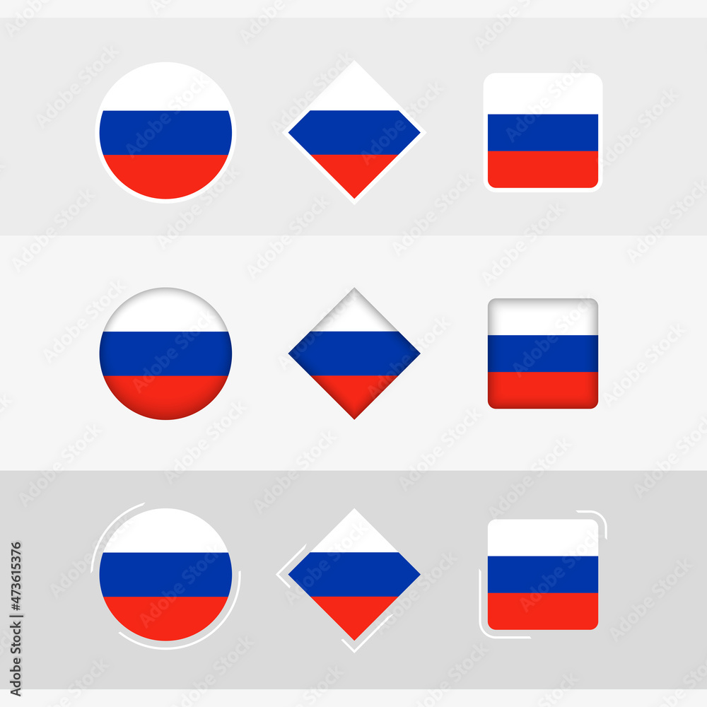 Fototapeta premium Russia flag icons set, vector flag of Russia.