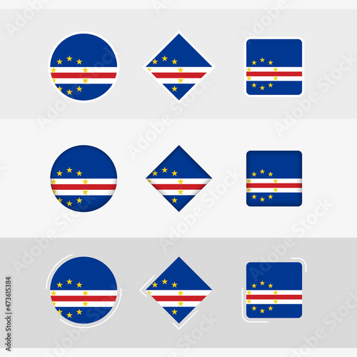Cape Verde flag icons set, vector flag of Cape Verde.