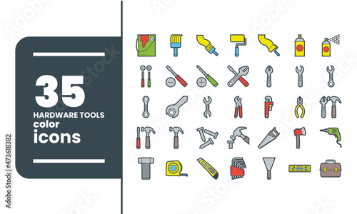 Hardware Tools Color Icon Set