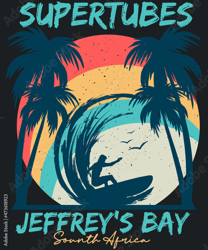 Super tubes Jeffrey bay T-shirt Design for surf lovers photo