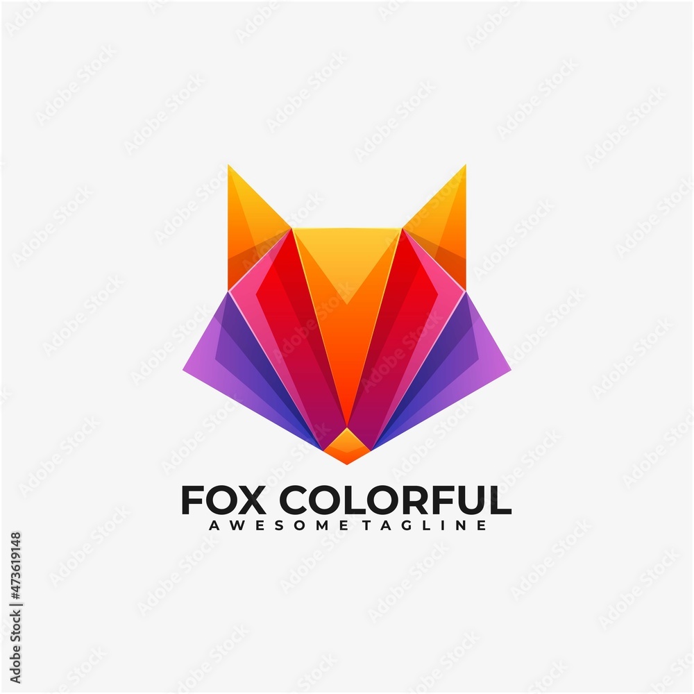 Fox colorful logo design template