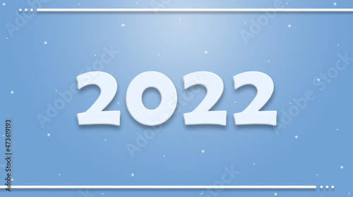 New year 2022 inscription on blue background 3d