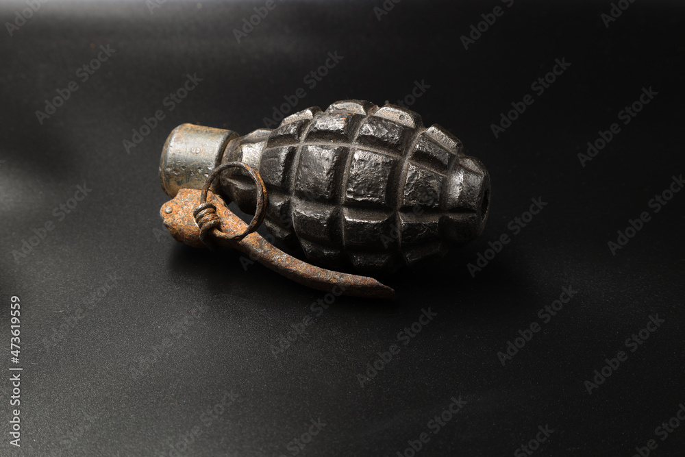 Obraz premium Polish hand grenade on black background