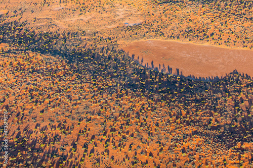 Abstract aerial view of dry arid landscape from central South Australia. Aerial images over the Painted Desert, Dry Creek Beds, and scrub bushland photo