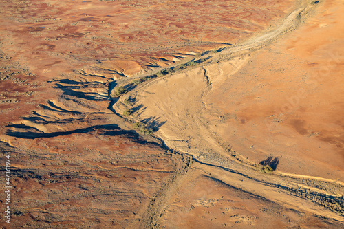Dry arid landscape from central South Australia. Aerial images over the Painted Desert, Dry Creek Beds, and scrub bushland photo