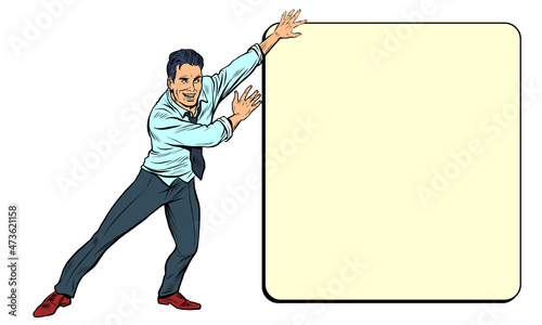 A young man happily runs forward, lifestyle. Pop Art Retro Illustration