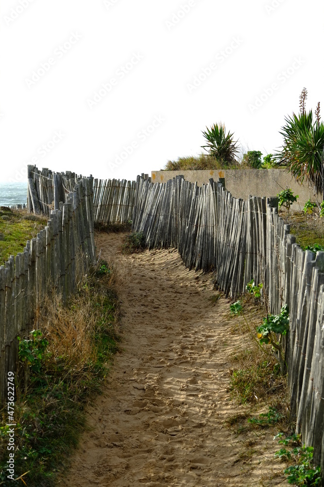 A small path on the french west coast. Brittany, Batz-sur-mer, France, the 3rd December 2021.