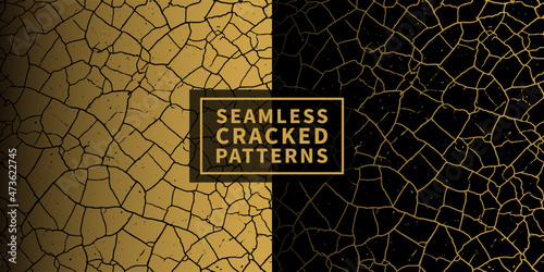 Seamless cracked pattern background. Structure od distressed cracked overlay. Endless repeating abstract cracked texture for wallpaper, packaging, banners, invitations, business cards, print, etc.
