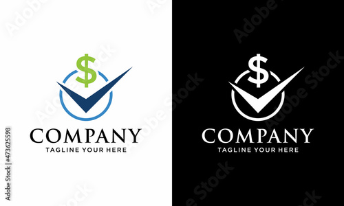 Money check logo design. Cash Icon symbol design. Good payment logo template. on a black and white background.