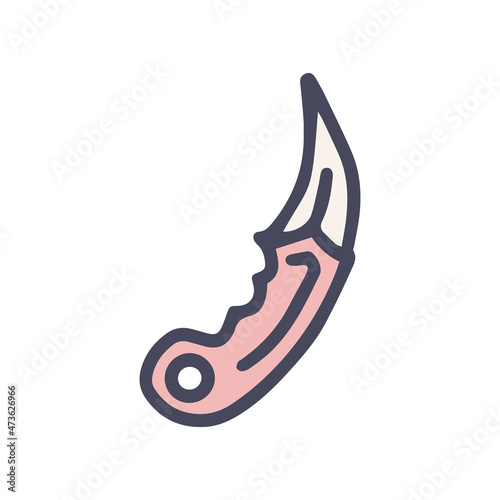 karambit knife color vector doodle simple icon