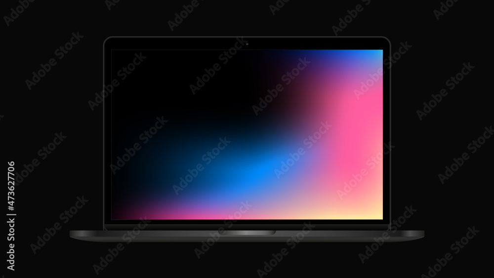 Realistic Laptop with Gradient Screen Mockup. Vector illustration Realistic Laptop with Gradient Screen Mockup. Vector illustration