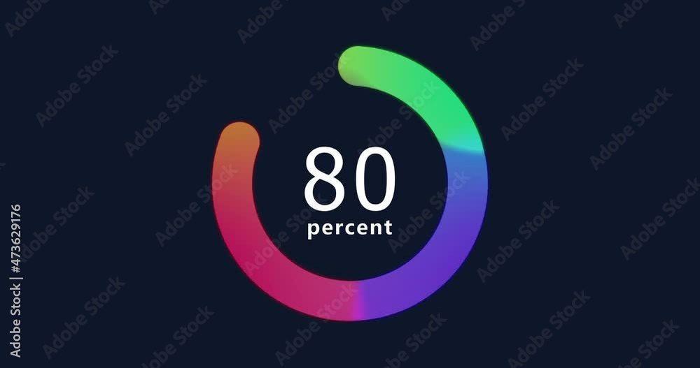 Doughnut Pie chart 2D animation. Statistics, increase, growth, rise. Business and finance theme. 4K resolution video. Abstract pie Chart with 80 percent element.