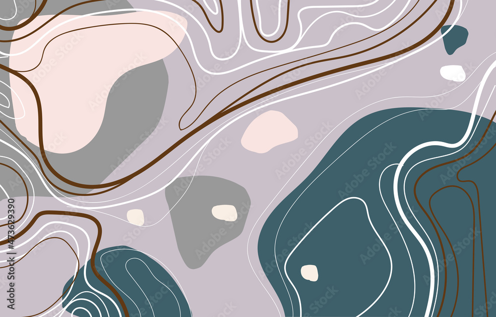 Abstract background with organic flowing shapes and hand-drawn lines.Minimalist background design in modern style.Horizontal abstract background.Vector illustration Abstract background with organic flowing shapes and hand-drawn lines.Minimalist background design in modern style.Horizontal abstract background.Vector illustration