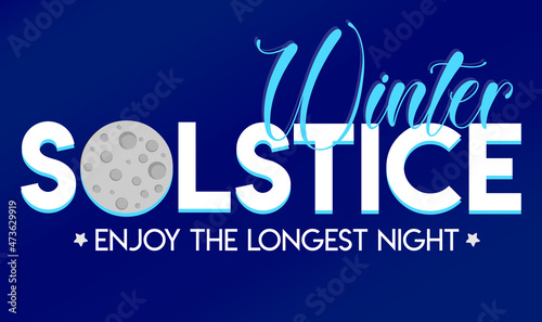 winter solstice lettering vector typography. hand drawn calligraphy winter soltice enjoy the longest night letter for background poster banner. isolated illustration.