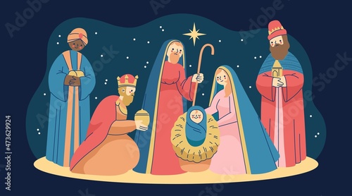 hand drawn nativity scene vector design illustration