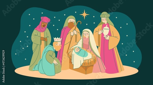 nativity scene hand drawn vector design illustration