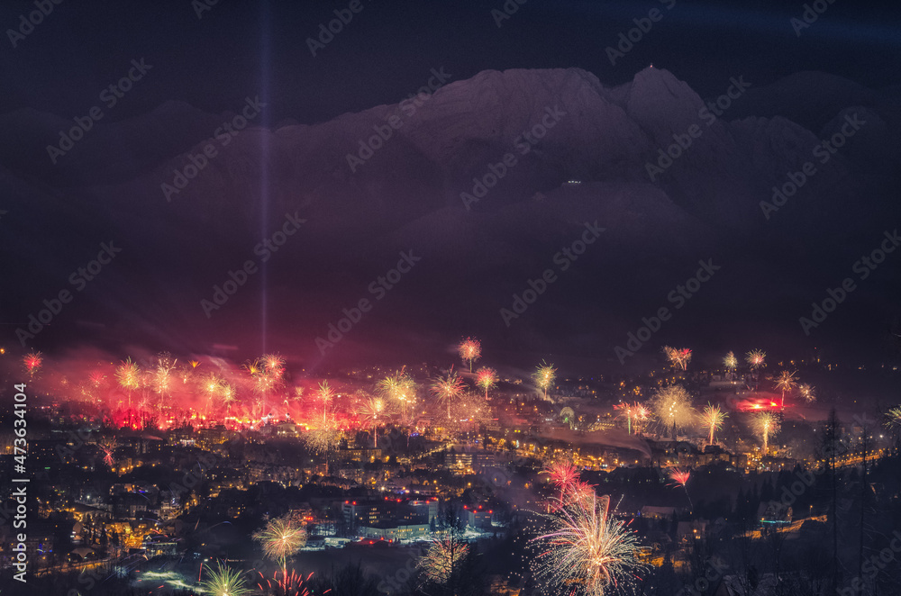 Obraz na płótnie new Year's Eve in Zakopane Sylwester w Zakopanem w salonie