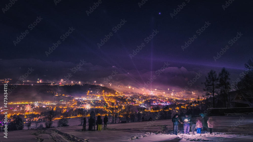 new Year's Eve in Zakopane Sylwester w Zakopanem - obrazy, fototapety, plakaty 