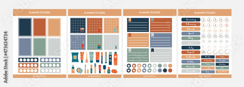 Printable Skincare Routine and Make Up Sticker Set for Planner with Retro Color Vibes