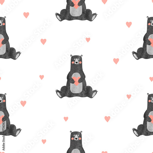 Cute bears with hearts seam...