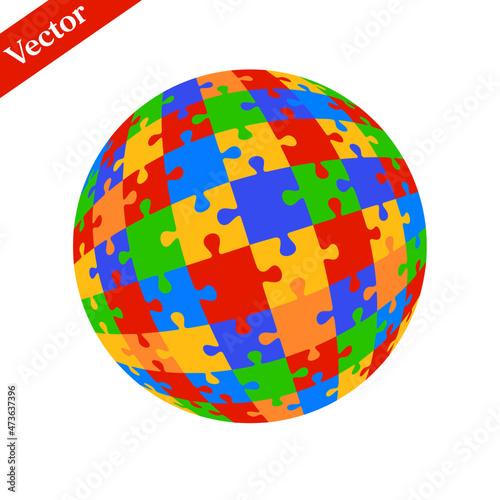 Colorful globe puzzle stock vector