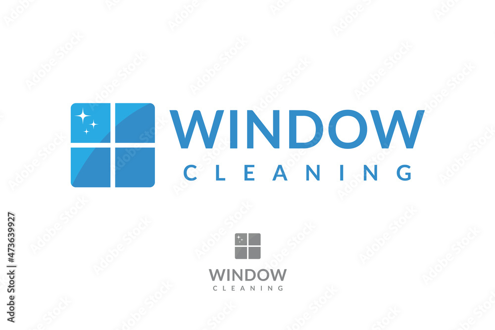 window cleaner logo, glass window symbol design isolated on white background