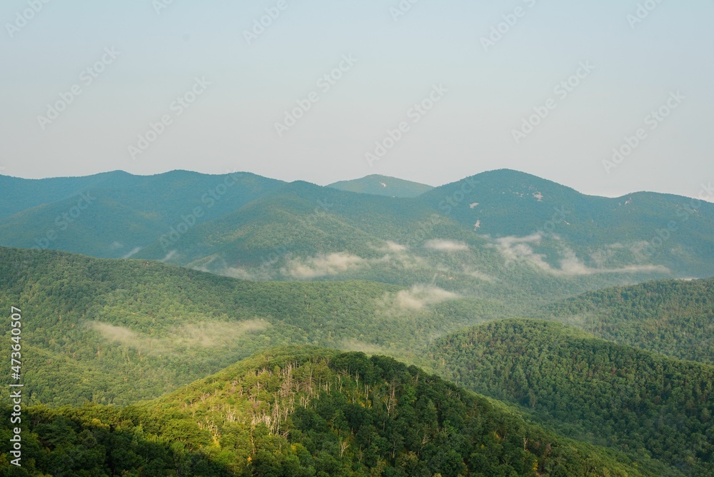 View of the Blue Ridge Mountains from Skyline Drive in Shenandoah National Park, Virginia