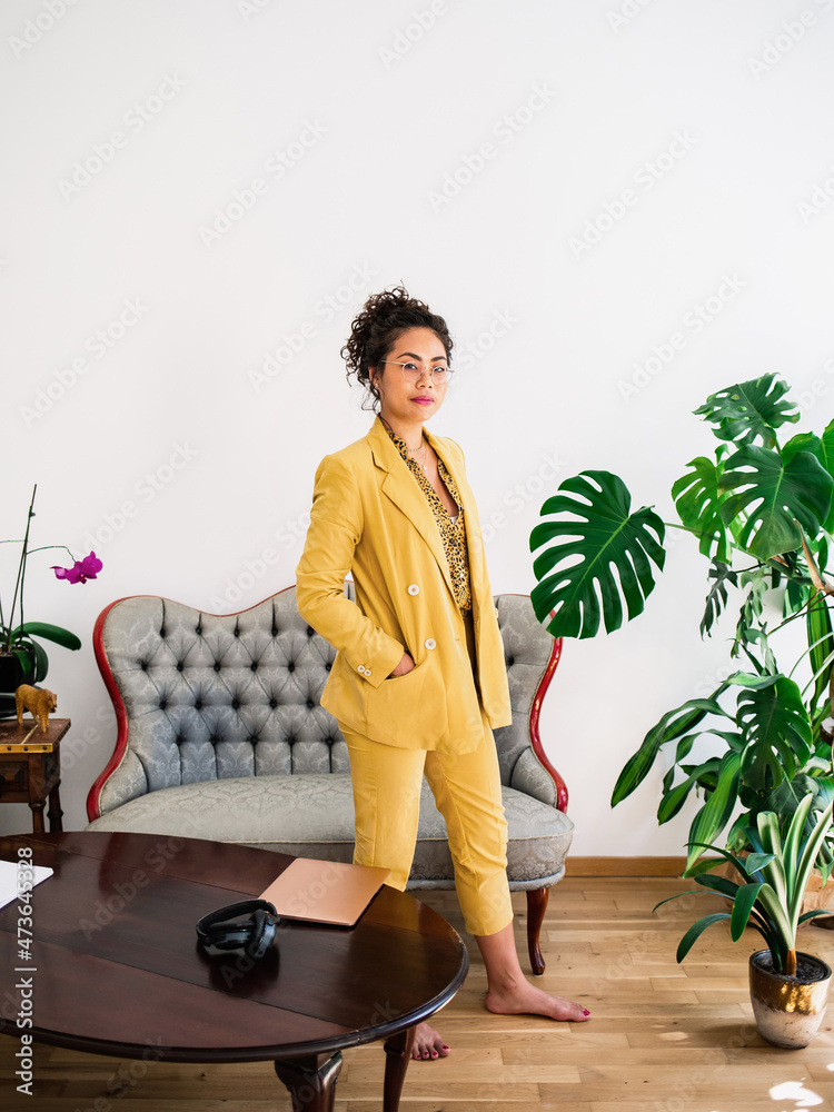 Business woman in yellow