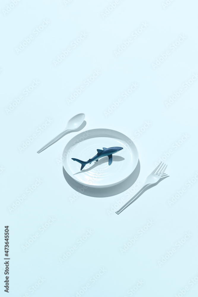 Toy shark on plate Toy shark on plate
