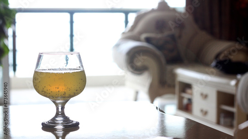 Sparkly wine glass in elegant setting