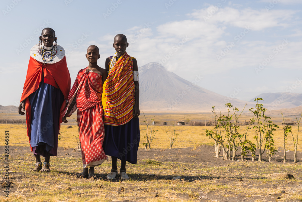 Portrait of Maasai woman in Tanzania looking at camera
