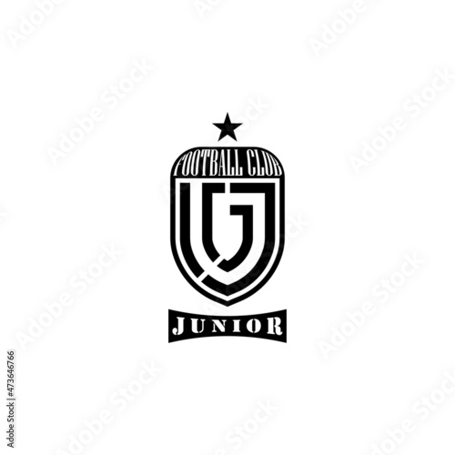 letter JR, Junior Football Club Logo Design. Vector Illustration