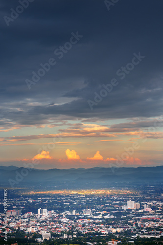 aerial view of Chiang mai City skyline from mountain view point © nutt