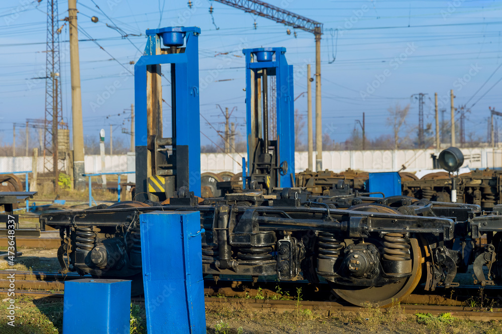 Main industrial jack that raises wagon from the train Main industrial jack that raises wagon from the train