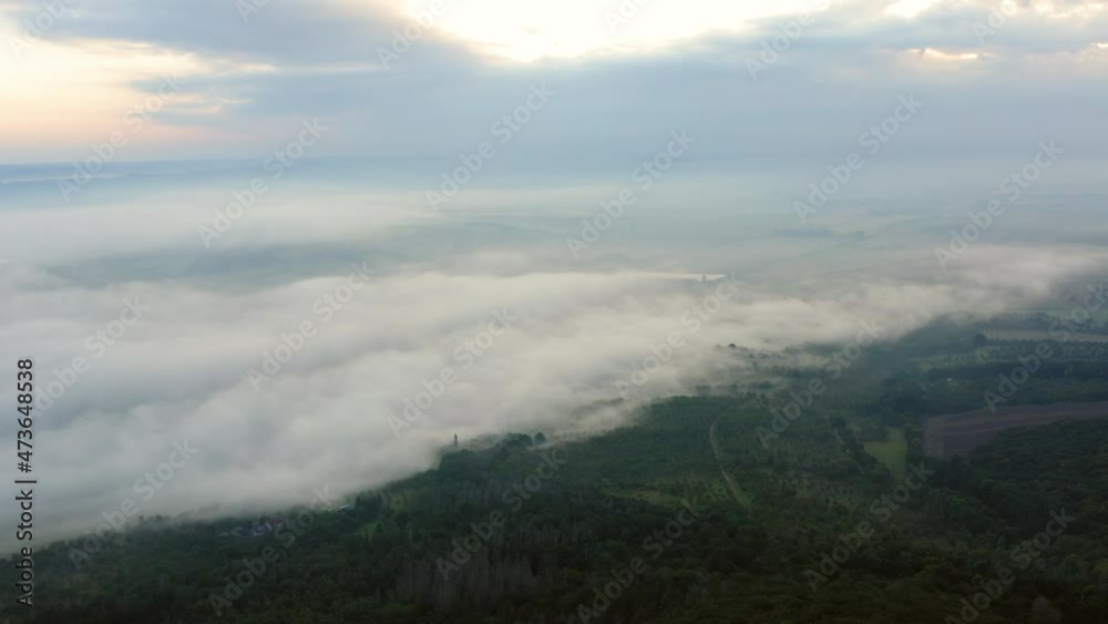 Aerial Forward Scenic Shot Of Green Forest Over Hills With Dramatic Clouds - Thuringia, Germany Aerial Forward Scenic Shot Of Green Forest Over Hills With Dramatic Clouds - Thuringia, Germany
