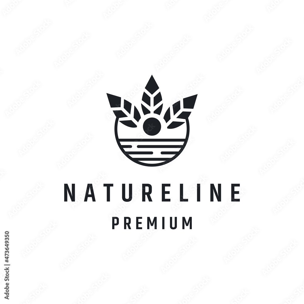 Nature Line Logo design with Line Art On White Backround